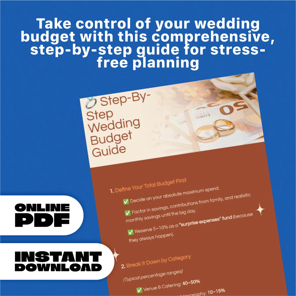 Step-by-Step Wedding Budget Guide – Digital Download Wedding Budget Checklist for Brides & Grooms