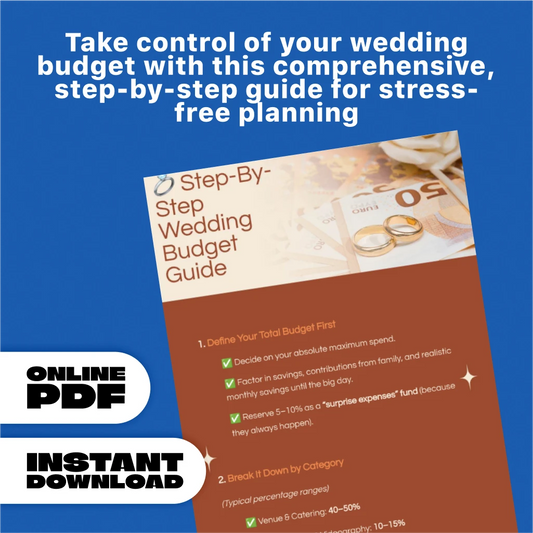 Step-by-Step Wedding Budget Guide – Digital Download Wedding Budget Checklist for Brides & Grooms