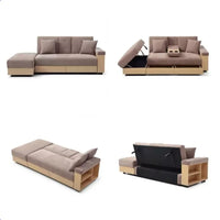 84.65″ Convertible Sofa Bed with Storage Ottoman & Adjustable Armrest - DSARD - DSARD