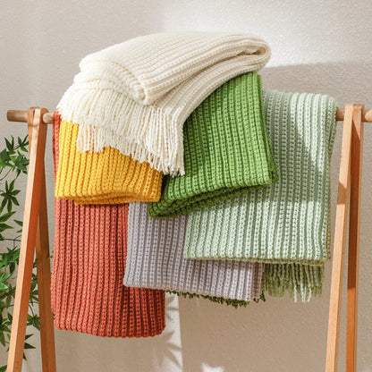 Nordic Knitted Throw Blanket for Sofa, Bed & Travel Comfort