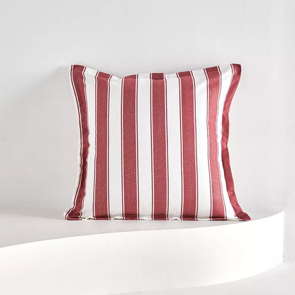 Red and White Striped Pillow Cover with Tassel Fringe 18×18 Inch Cotton Blend