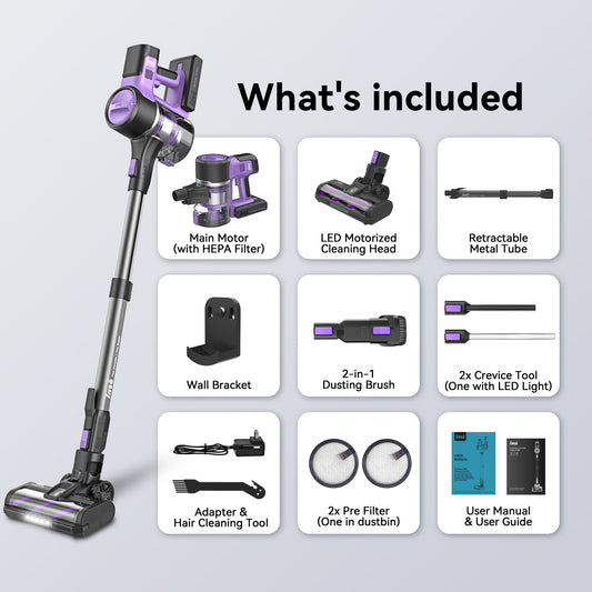 Powerful 6-in-1 Cordless Stick Vacuum Cleaner with 45Kpa Suction
