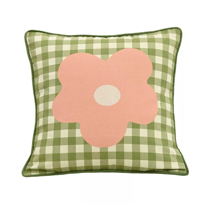 Sweet Polka Dot & Floral Cushion Cover 18×18 Inch Cotton Linen