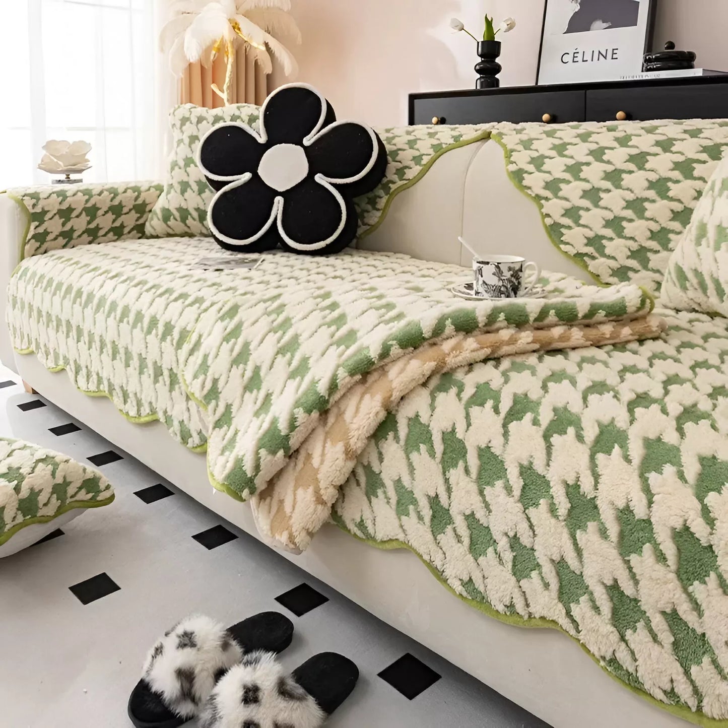 Plush Velvet Sofa Cushion – Thick, Non-Slip & Luxurious Winter Comfort