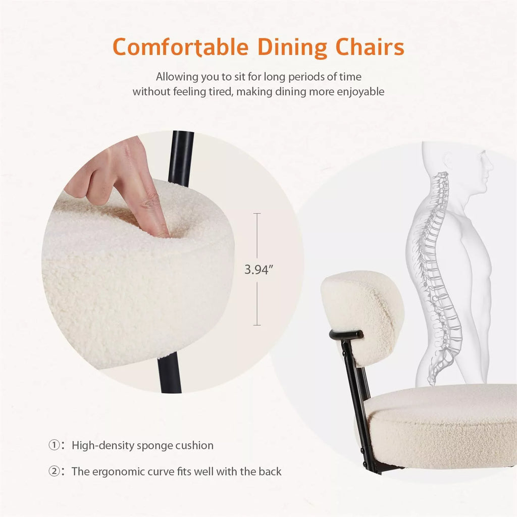 Mid-Century Modern White Upholstered Dining Chairs, Set of 2 - DSARD