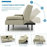Convertible Linen Fabric Lounge Couch with Cup Holders - DSARD - DSARD