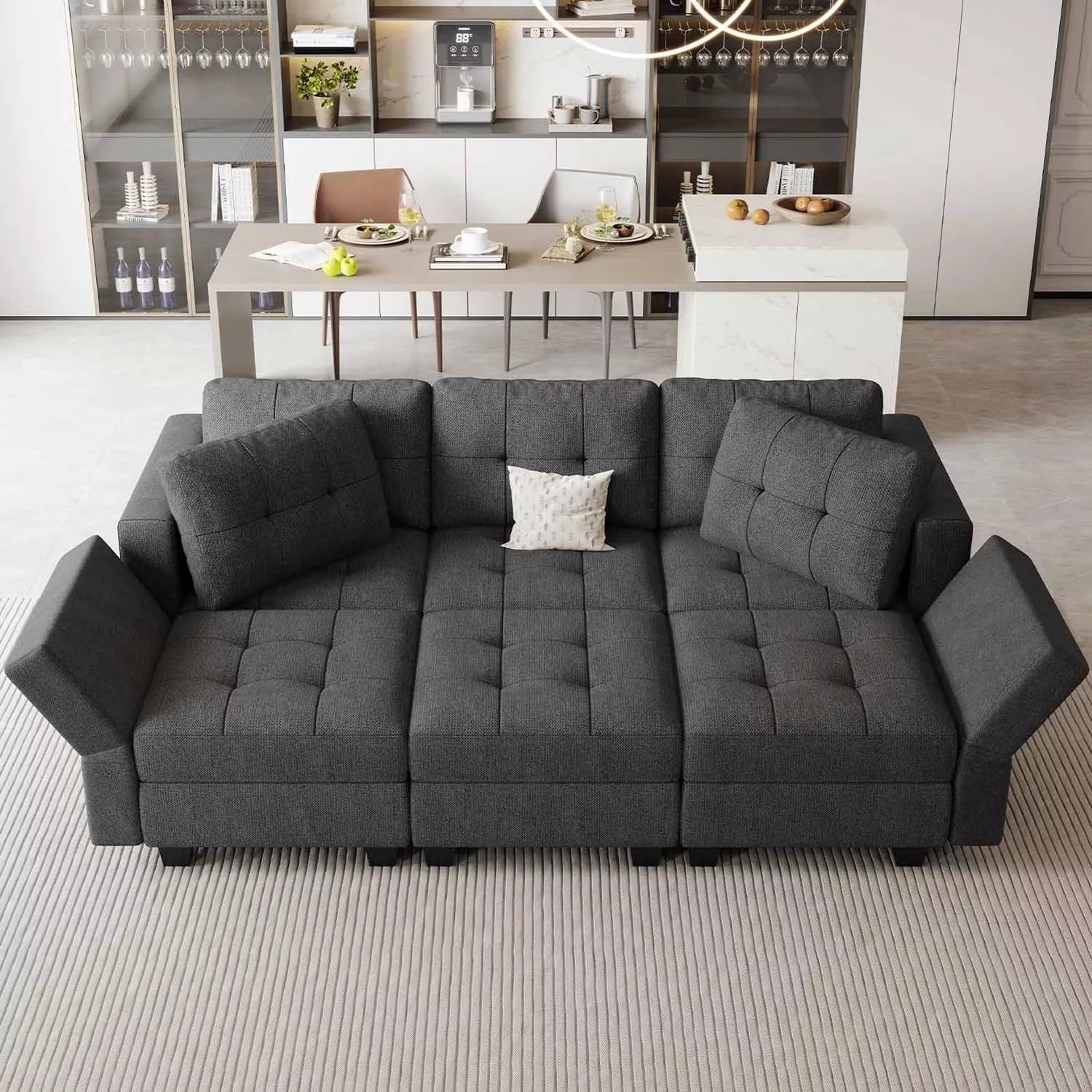 Modular Sectional Sleeper Sofa with Storage and Adjustable Backrest - DSARD