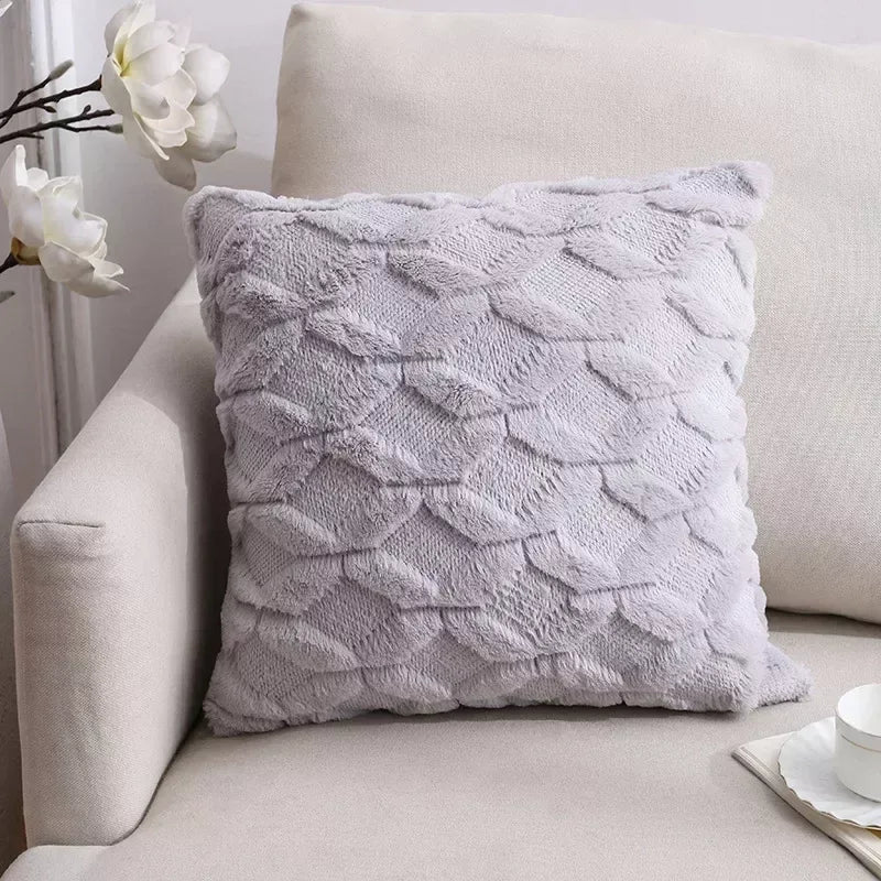 2-Piece Solid Color Plush Pillowcase Set with 3D Wave Pattern – 45x45cm