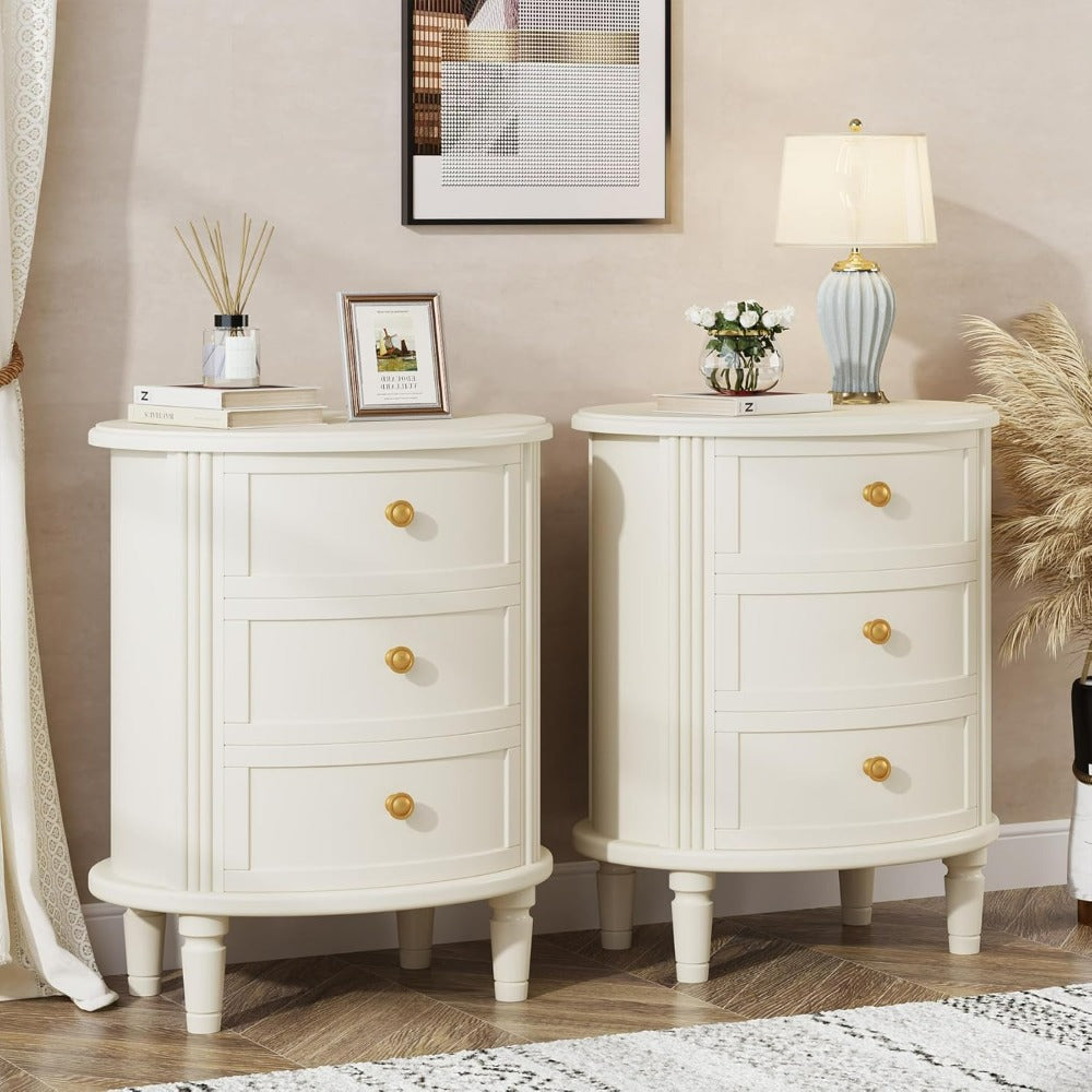 Set of 2 Modern Oval Premium Nightstands with Storage