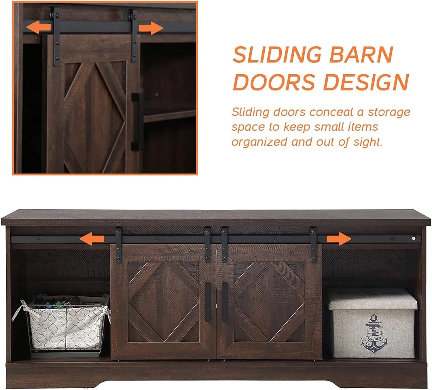 Farmhouse TV Stand with Sliding Barn Door for TVs Up to 65 Inches - DSARD - DSARD