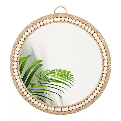 Hand-Woven Nordic Decorative Hanging Mirror with Hemp Rope