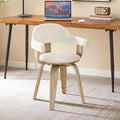 Mid-Century Modern Swivel Desk Chair, Boucle Upholstered, No Wheels - DSARD