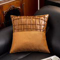Modern Plaid Leather Stamped Throw Pillow Cover