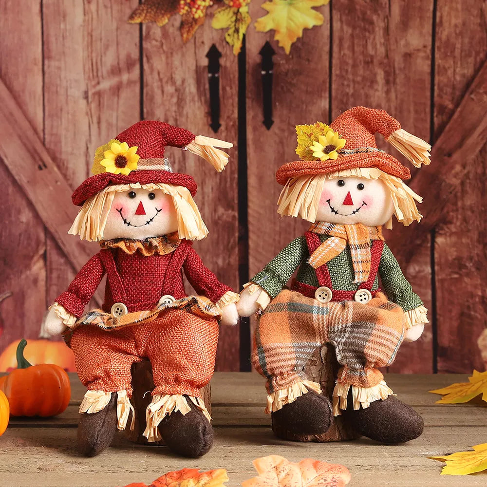 Autumn Harvest Gnome Dolls – Fall Plush Scarecrow Decorations
