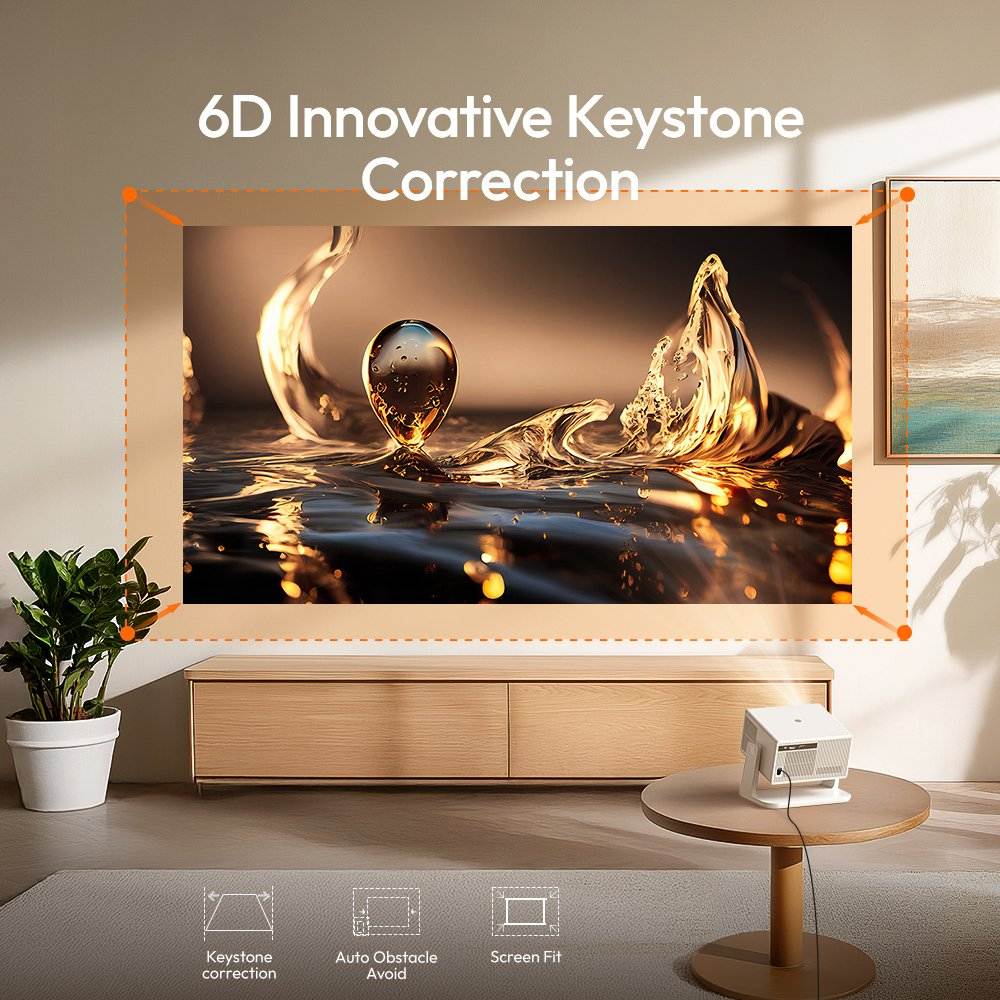 Full HD 1080P Smart Autofocus Projector with 4K Support & WiFi 6