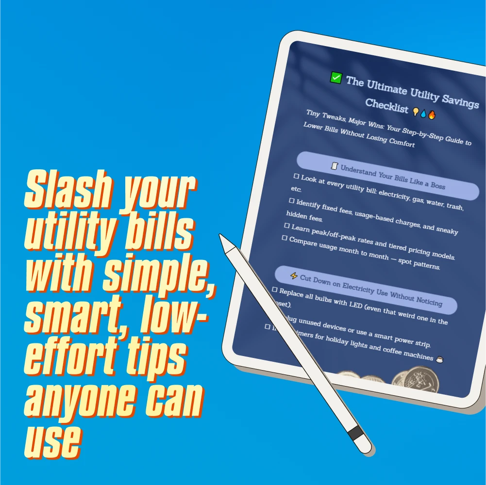 The Ultimate Utility Savings Checklist | Digital Download to Learn How to Save Money on Utilities | Energy + Water + Heating Savings Guide