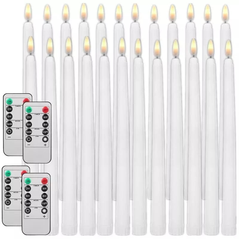 Realistic Flickering Flameless Taper Candles with Timer & Remote Control