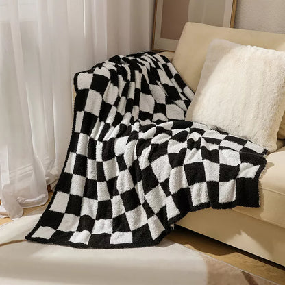 Checkerboard Plush Throw Blanket