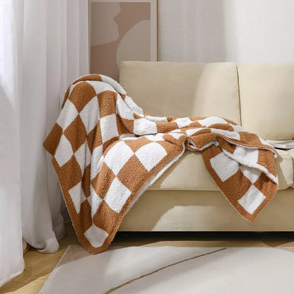Checkerboard Plush Throw Blanket