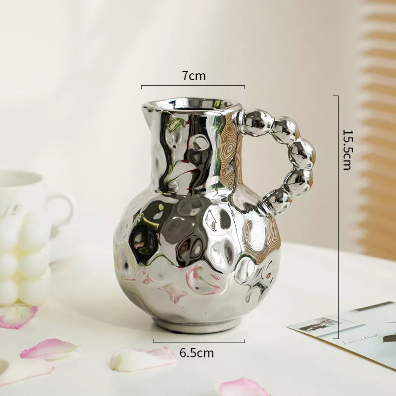 Modern Ceramic Pottery Vase with Handles – Elegant Centerpiece for Home & Wedding