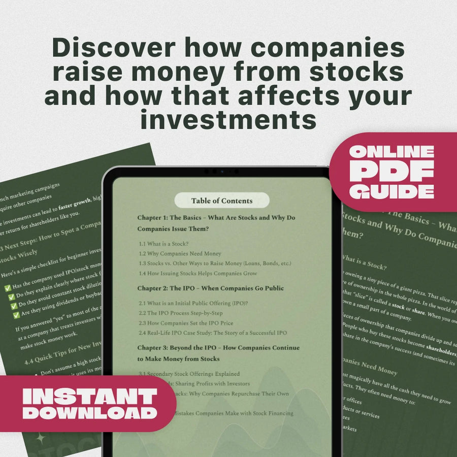 Stock Stories: How Companies Turn Shares Into Cash – Guide to How Do Companies Get Money from Stocks, IPOs, and Stock Financing | Digital Download eBook for Beginners