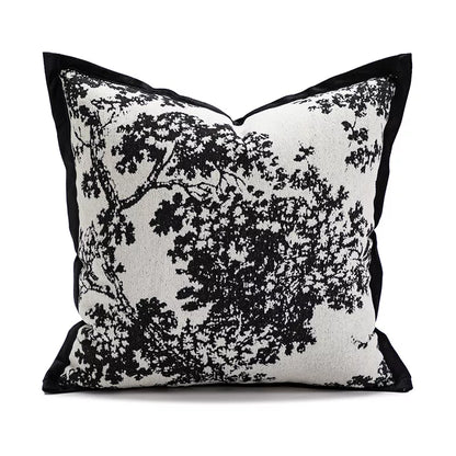 Modern Geometric Black and White Chenille Cushion Cover