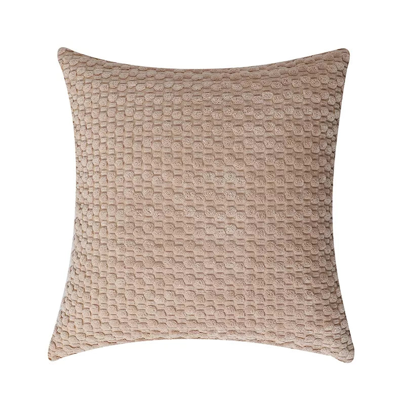 Modern Velvet Pillowcase with 3D Bubble Plush Wrap – Solid Color Cushion Cover