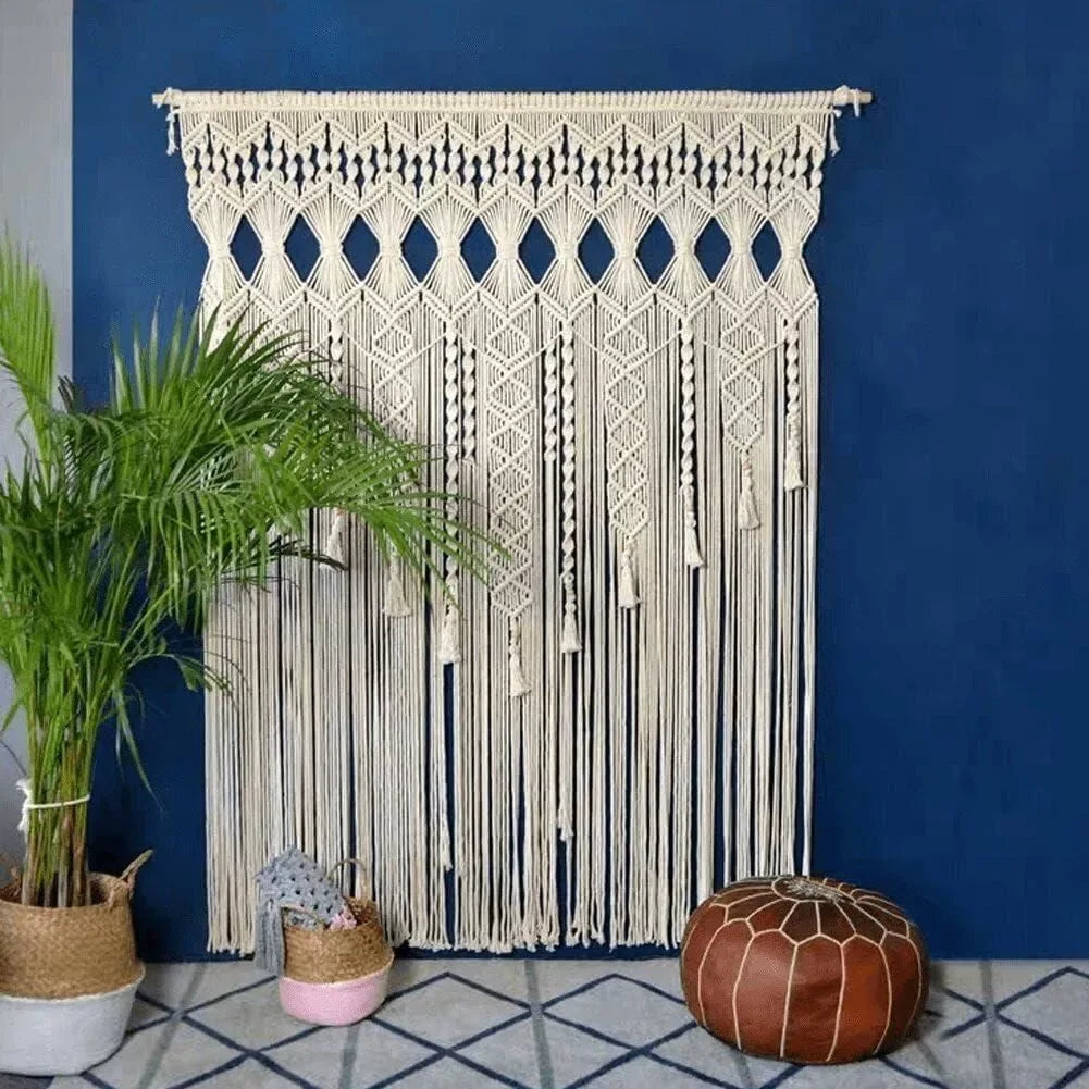 Boho Chic Beige Macrame Wall Hanging Tapestry - DSARD