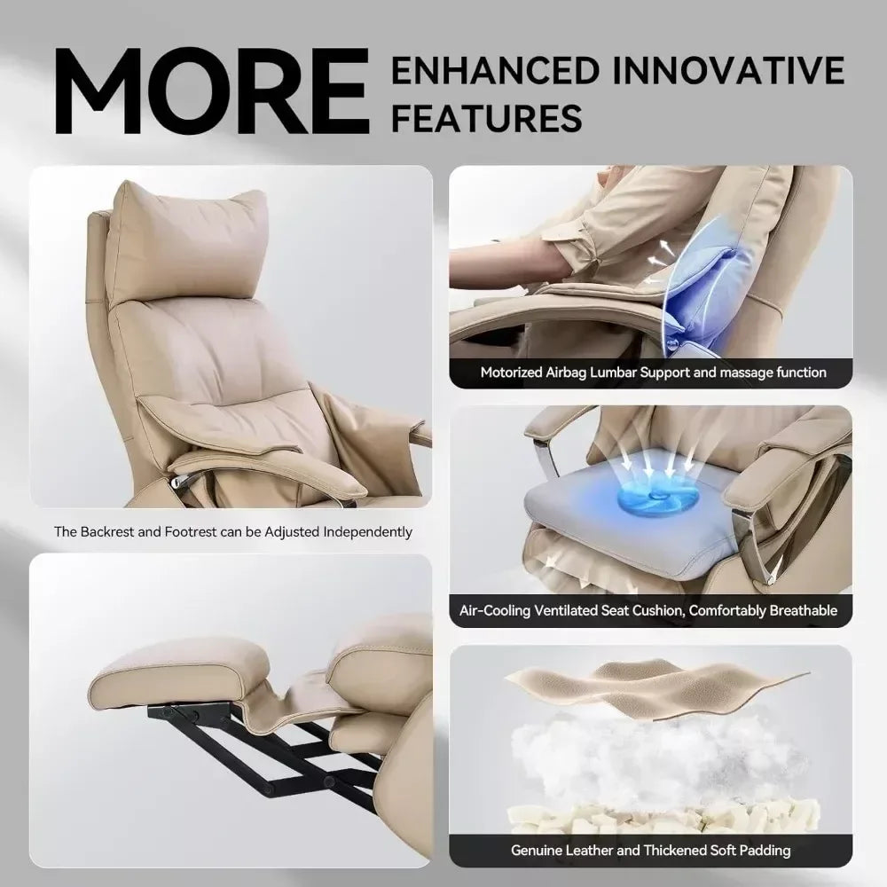 Ergonomic Leather Office Chair with Footrest, Massage & Electric Recline - DSARD - DSARD