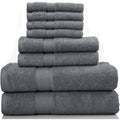 8-Piece Bath Towel Set, 100% Cotton & 600 GSM Bathroom Towels, 2 Bath Towels, 2 Hand Towels & 4 Wash Cloths, High Quality Plush Spa Towels by DSARD - Grey - DSARD