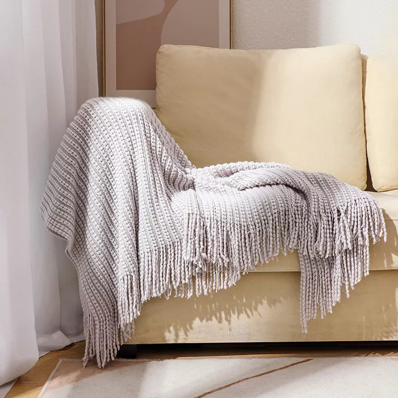 Nordic Knitted Throw Blanket for Sofa, Bed & Travel Comfort
