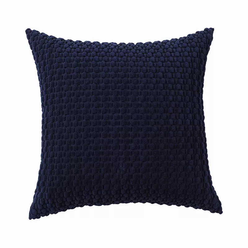 Modern Velvet Pillowcase with 3D Bubble Plush Wrap – Solid Color Cushion Cover