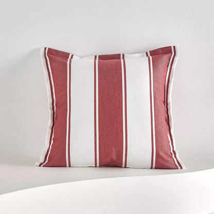Red and White Striped Pillow Cover with Tassel Fringe 18×18 Inch Cotton Blend