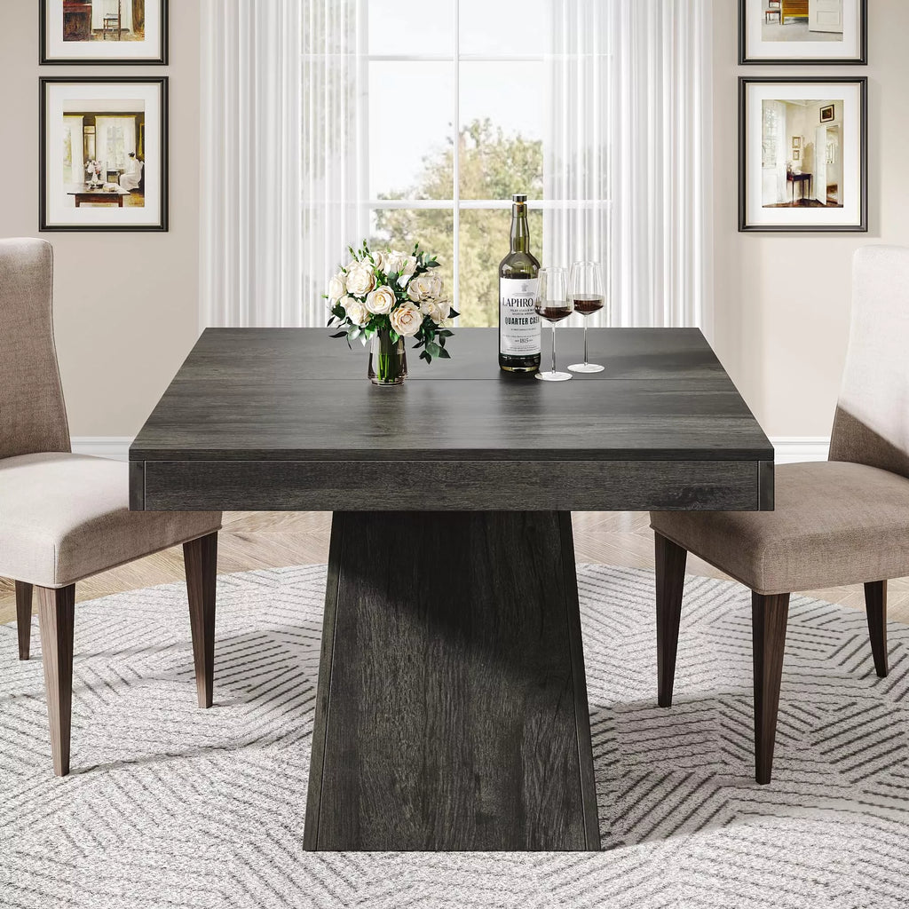 Square Dining Table for 4 – 31.5” Rustic Farmhouse Kitchen Table with Pedestal Base - DSARD