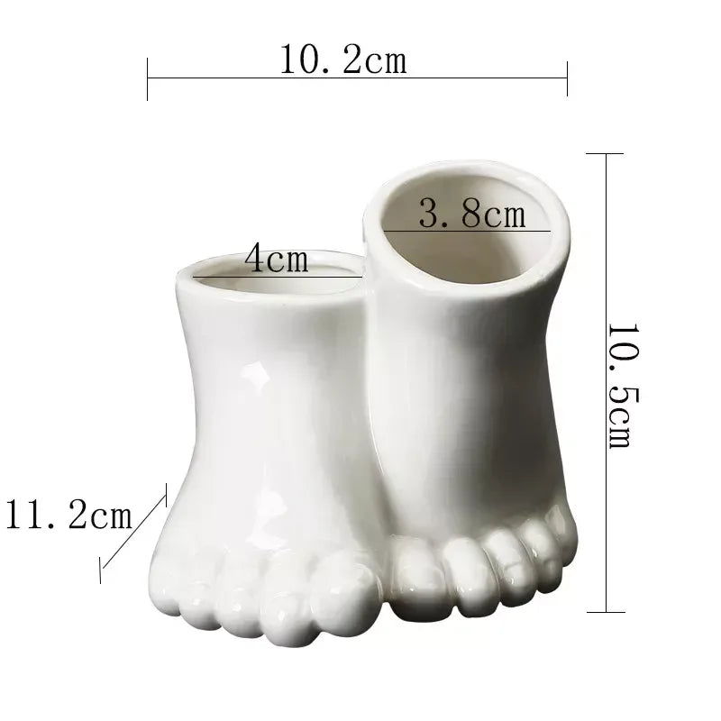 Creative Ceramic Feet Shape Flower Pot – Modern Decorative Vase for Home & Office - DSARD