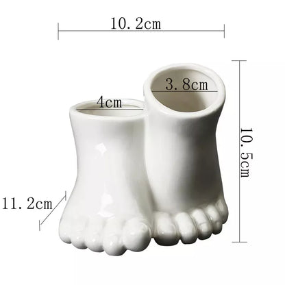 Creative Ceramic Feet Shape Flower Pot – Modern Decorative Vase for Home & Office