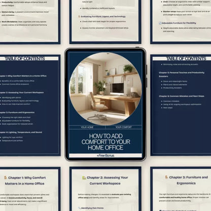 How to Add Comfort to Your Home Office – Practical eBook Guide on how to add comfort to home office, Ergonomics, Productivity & Stress-Free Workspaces