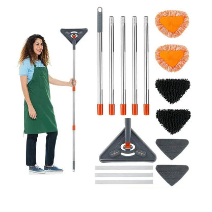 360° Rotatable Wall Mop with Adjustable Long Handle and Triangular Head - DSARD