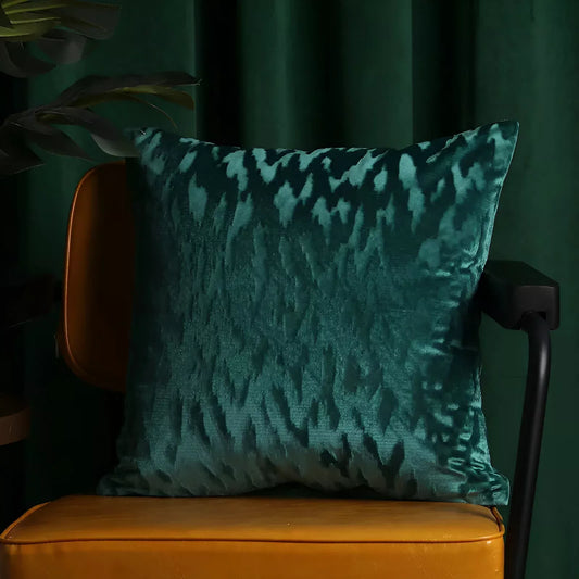 Luxury Dark Green Velvet Wave Pillow Cover