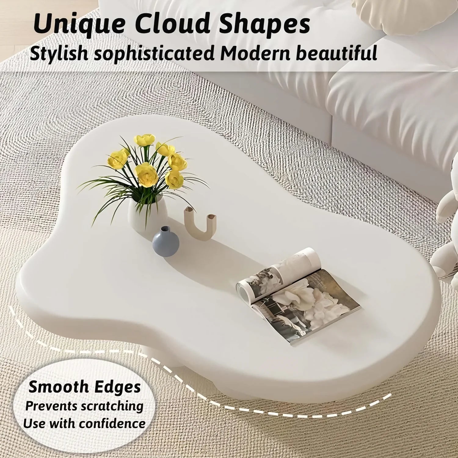 Cloud-Shaped Coffee Table – Modern Minimalist Living Room