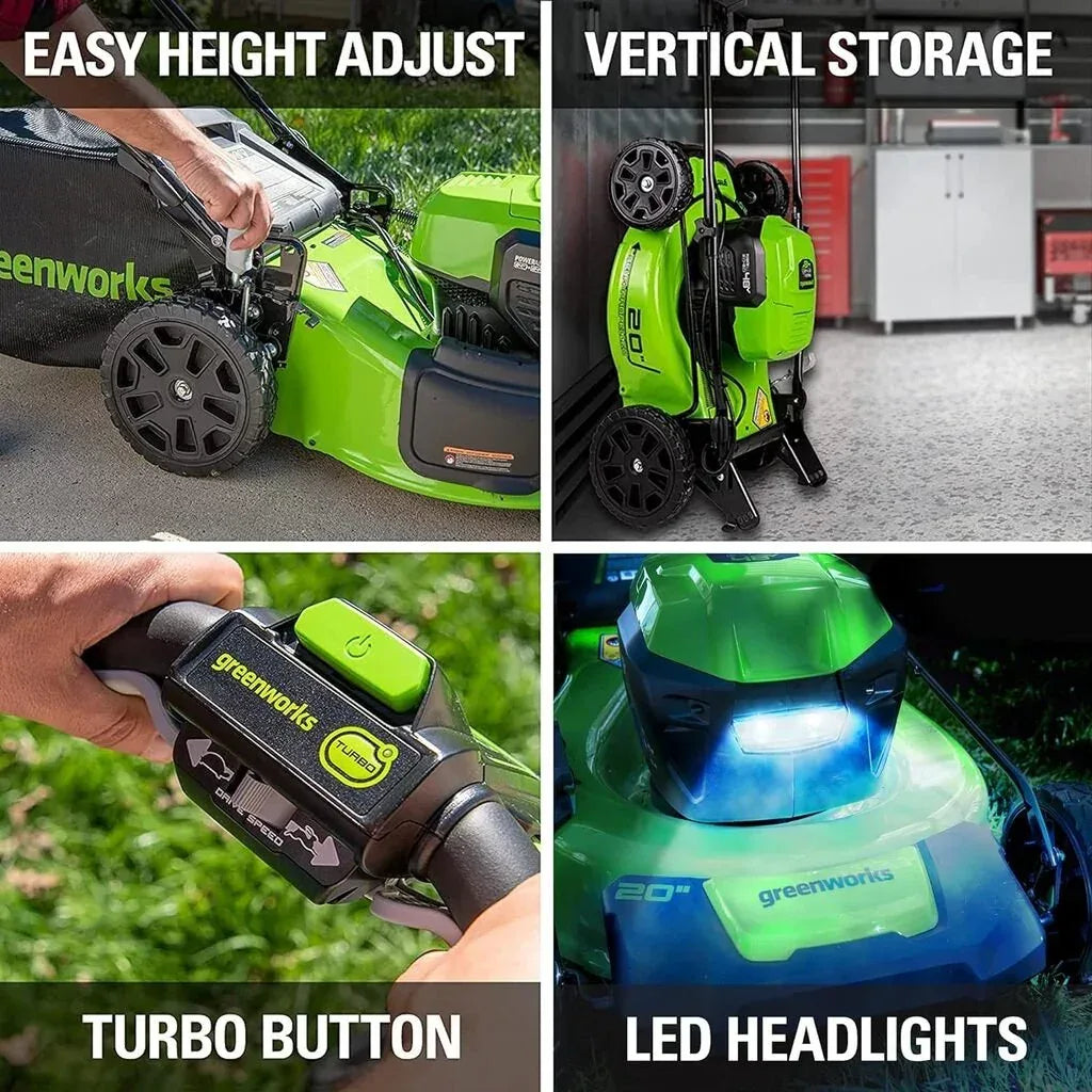 DSARD Efficient & Eco-Friendly Cordless Lawn Mower with LED Headlights, Dual Batteries & Rapid Charger - DSARD