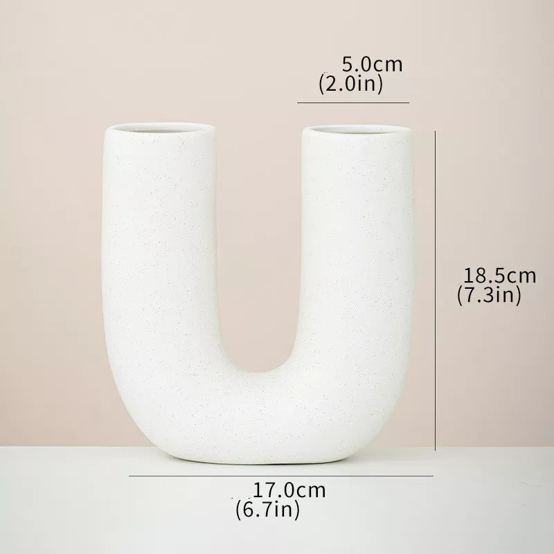 U Shape Ceramic Vase for Pampas Grass, Fresh Flowers & Home Decor