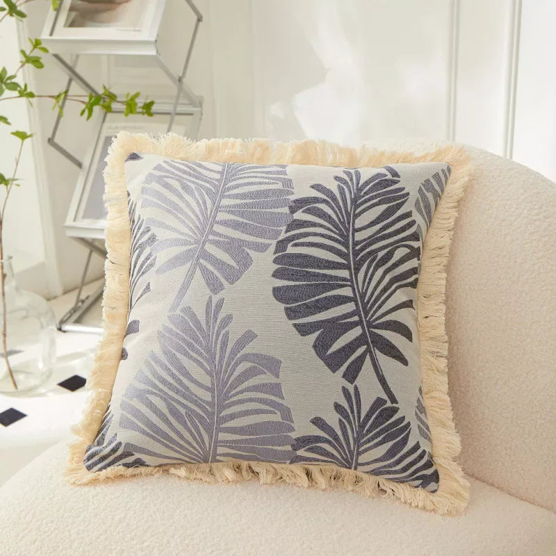 Farmhouse Fringe Throw Pillow Covers with Tassels, Set of 2 - DSARD