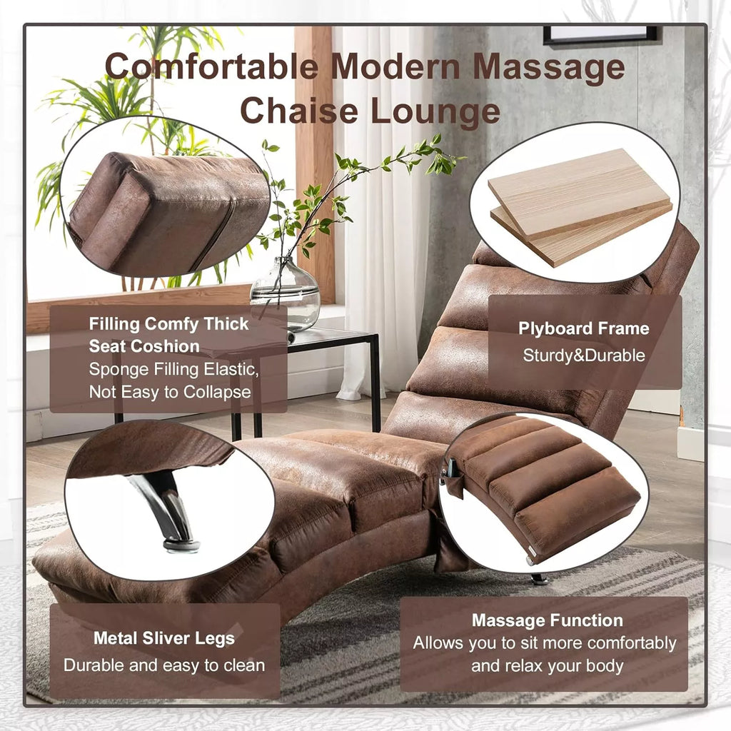 Modern Ergonomic Chaise Lounge with Massage & Recliner Function for Indoors - DSARD