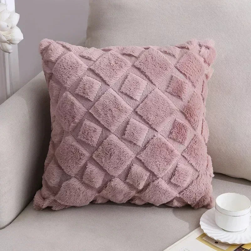 2-Piece Solid Color Plush Pillowcase Set with 3D Wave Pattern – 45x45cm