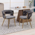 Set of 6 Velvet Dining Chairs with Gold Metal Legs - DSARD