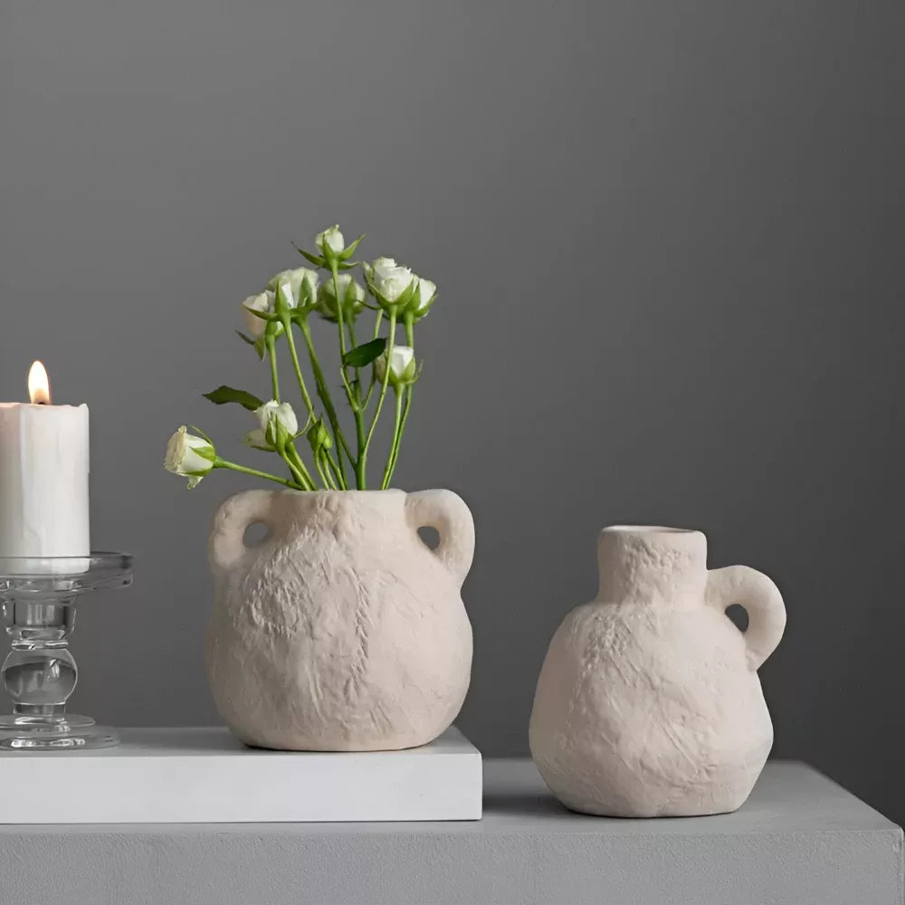 Mini Ceramic Stone-Like Bud Vase – Small Decorative Flower Pot
