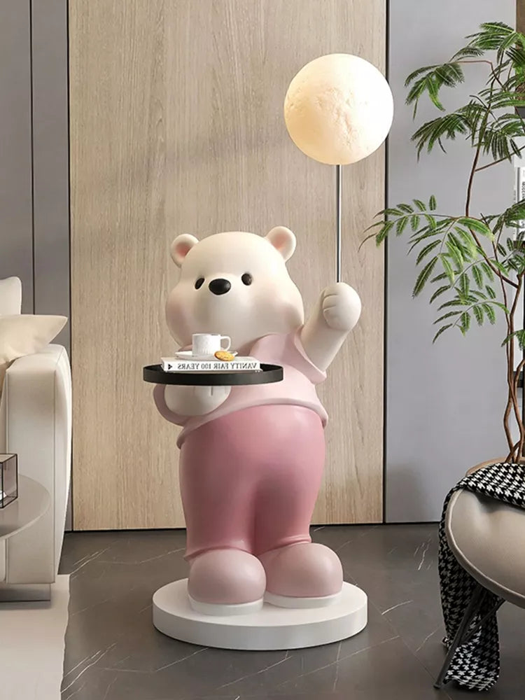 Luminous Bear Statue Tray Storage Rack
