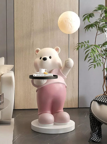 Luminous Bear Statue Tray Storage Rack