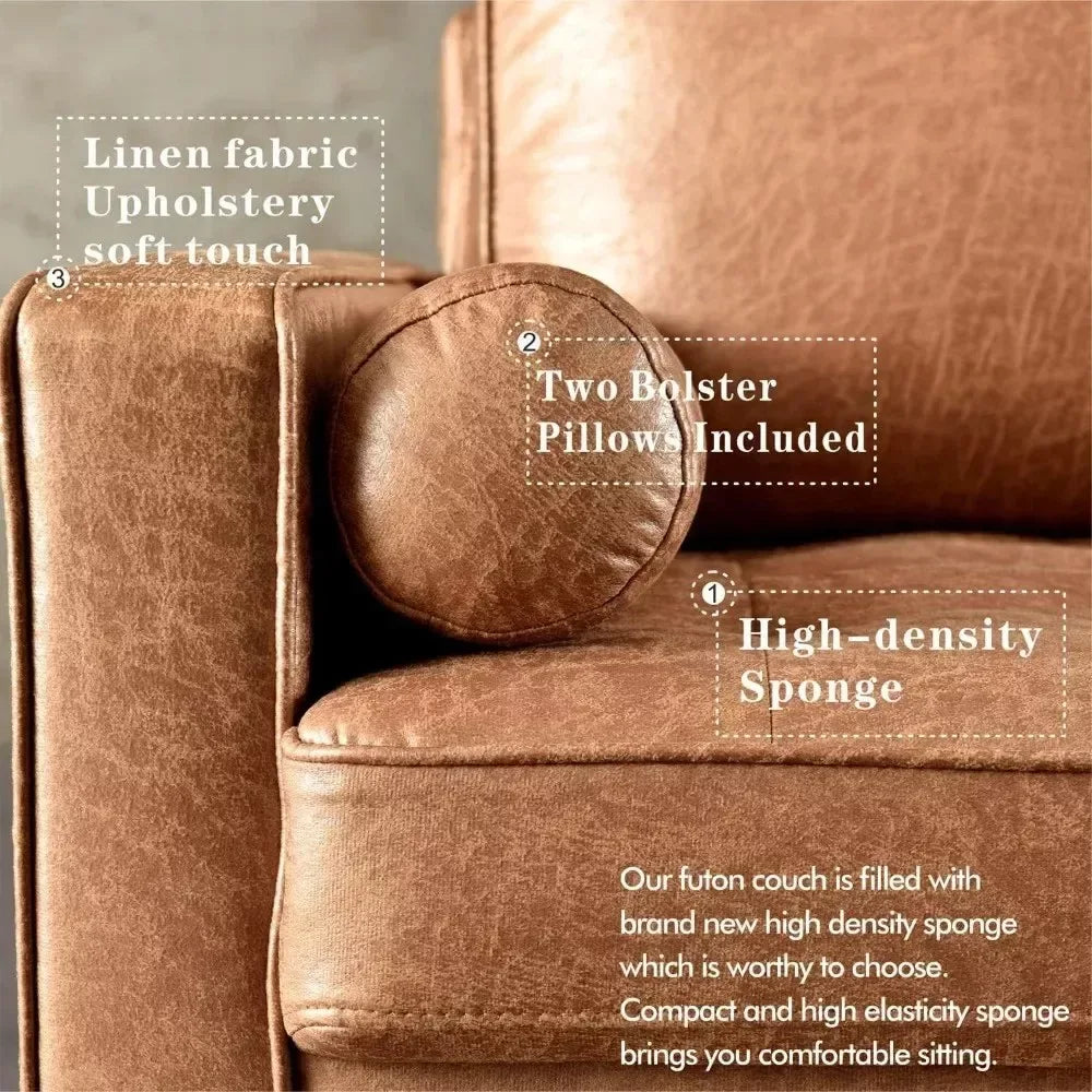 70″ Suede Leather Sofa with Tufted Design - DSARD - DSARD